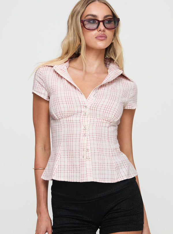 CHLOÉ | TOP À CARREAUX ROSES