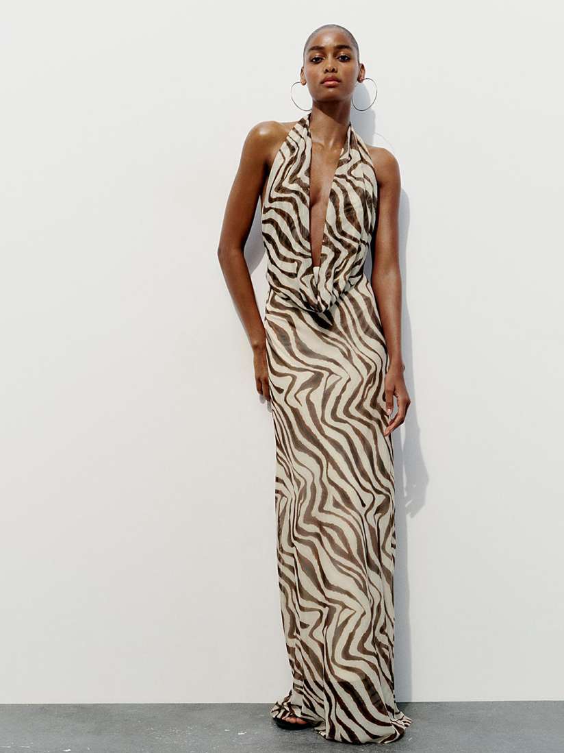 ROSELINE | ROBE LONGUE DOS NU À IMPRIMÉ ANIMALIER