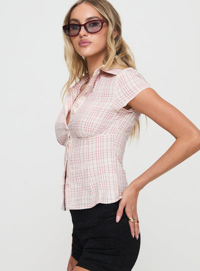 CHLOÉ | TOP À CARREAUX ROSES