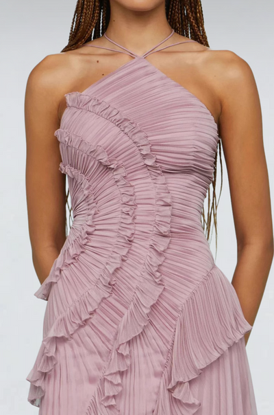 SUZONNE | ROBE LAVANDE PLISSÉE À ENCOLURE HALTER
