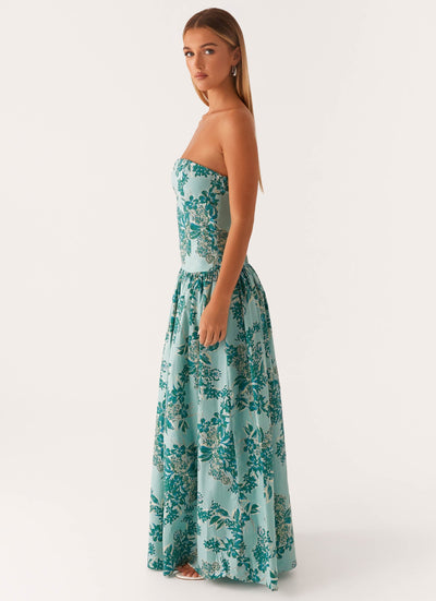 ANDORRA | ROBE LONGUE BUSTIER IMPRIMÉE