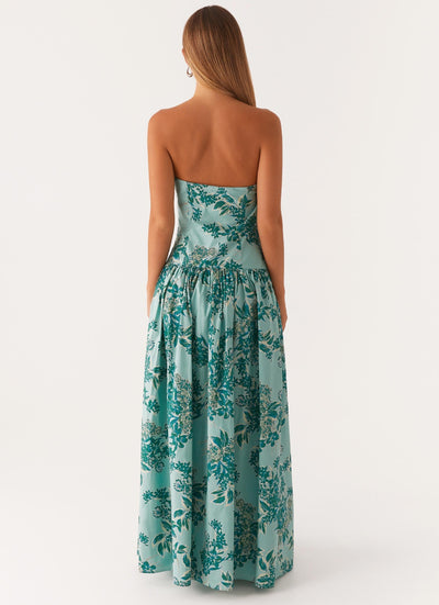 ANDORRA | ROBE LONGUE BUSTIER IMPRIMÉE