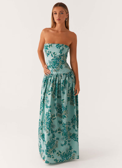 ANDORRA | ROBE LONGUE BUSTIER IMPRIMÉE