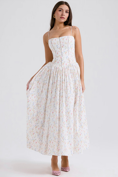 STELLA | ROBE LONGUE BUSTIER À FLEURS