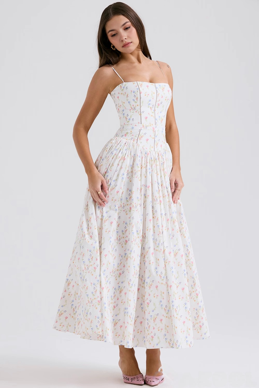 STELLA | ROBE LONGUE BUSTIER À FLEURS