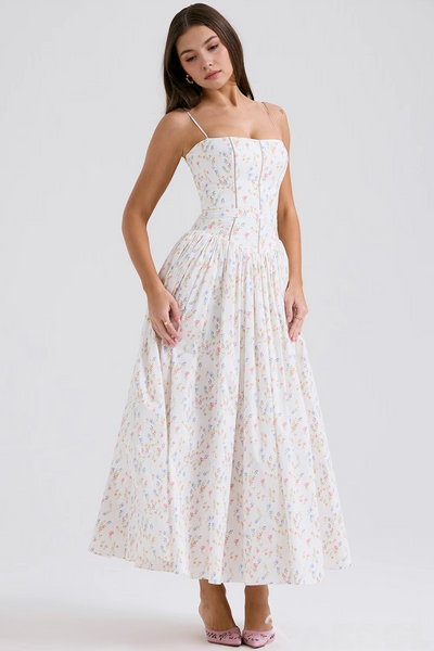 STELLA | ROBE LONGUE BUSTIER À FLEURS