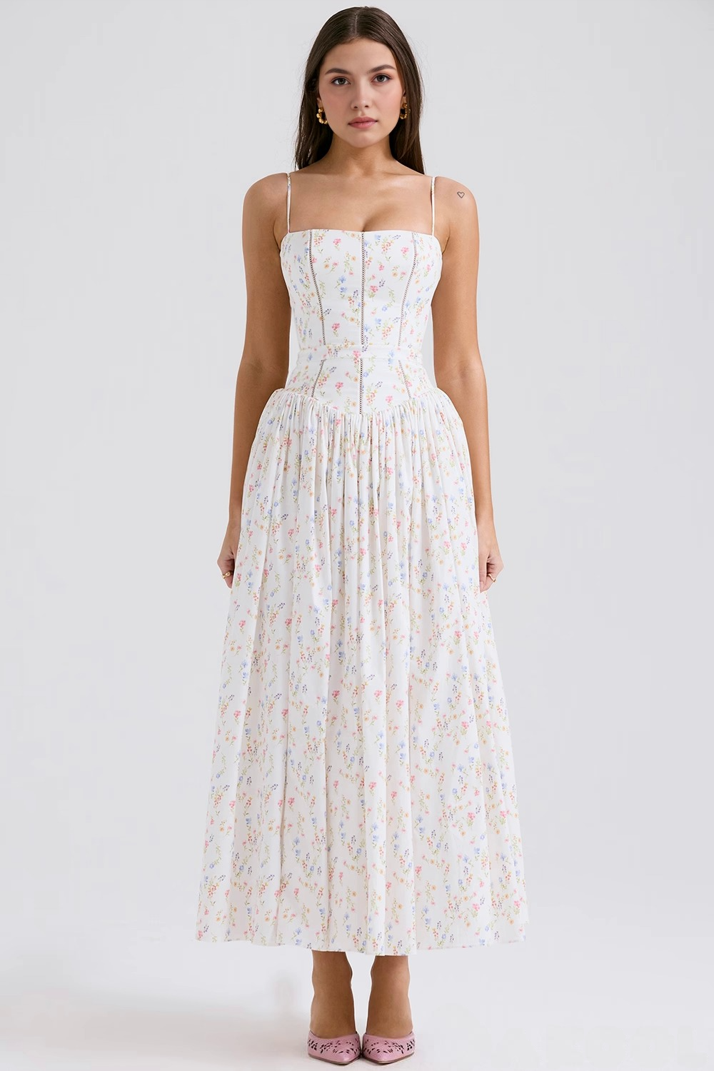 STELLA | ROBE LONGUE BUSTIER À FLEURS