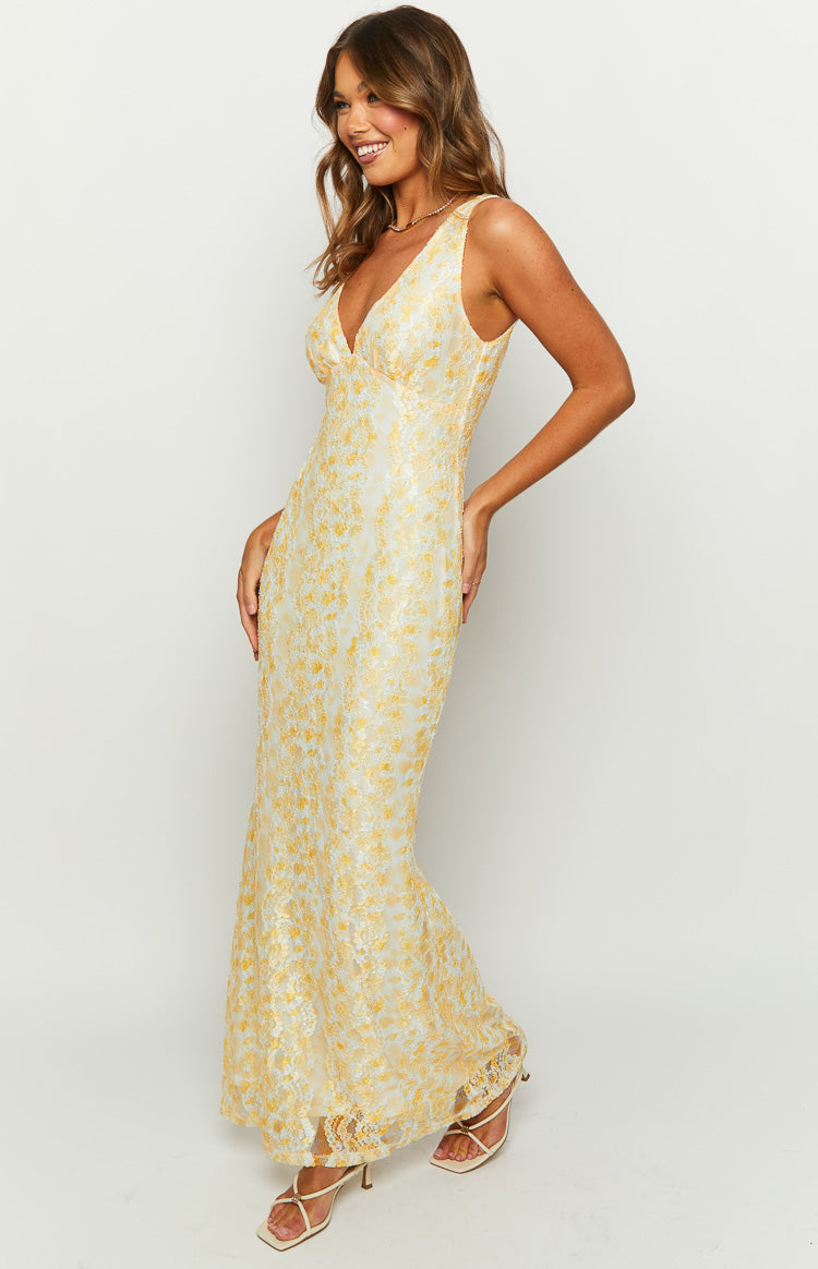 MARCELINA | ROBE LONGUE EN DENTELLE FLORALE