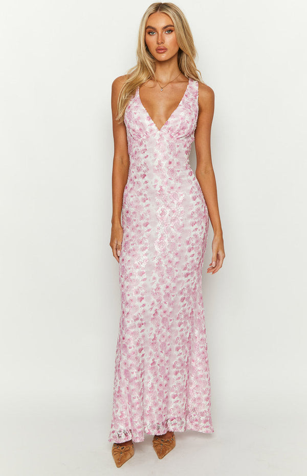 MARCELINA | ROBE LONGUE EN DENTELLE FLORALE