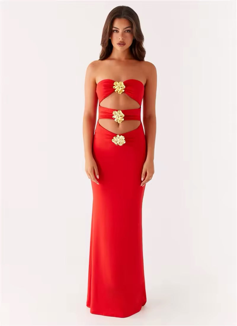 ANA | ROBE MAXI À DÉTAILS FLORAUX