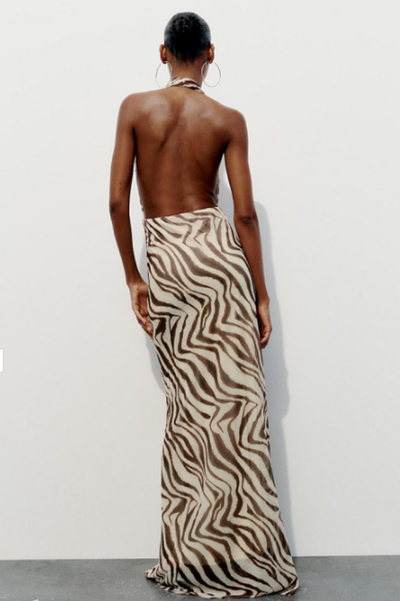 ROSELINE | ROBE LONGUE DOS NU À IMPRIMÉ ANIMALIER