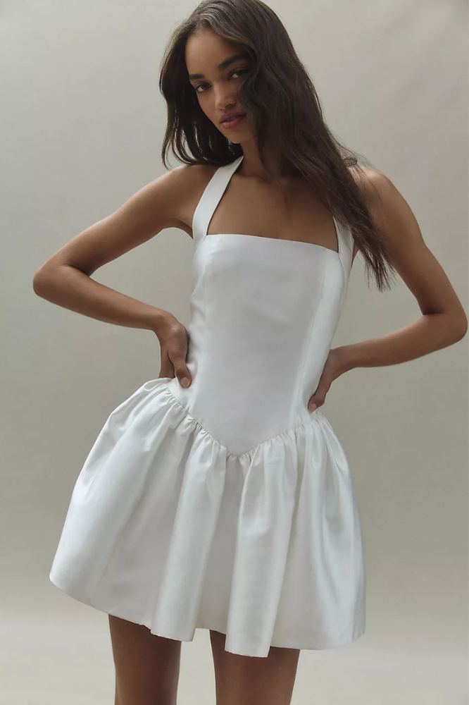 ISANDRA | ROBE COURTE ÉVASÉE À ENCOLURE CARRÉE