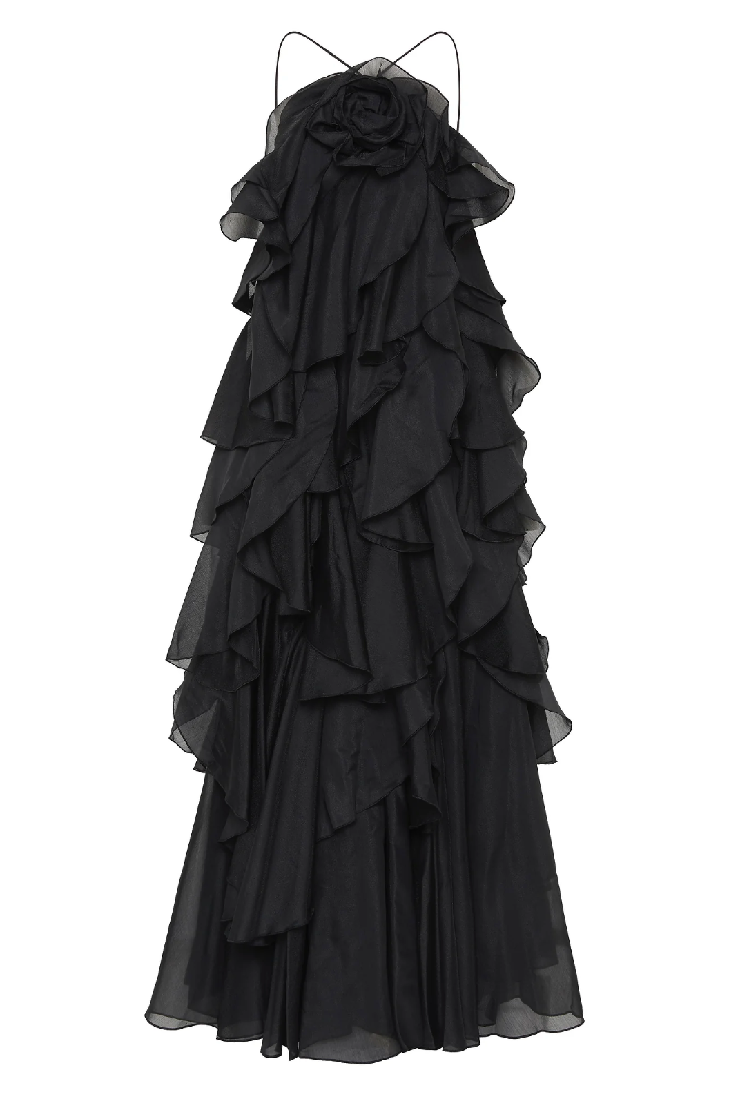AZÉLIE | ROBE LONGUE À VOLANTS ET FLEUR CENTRALE