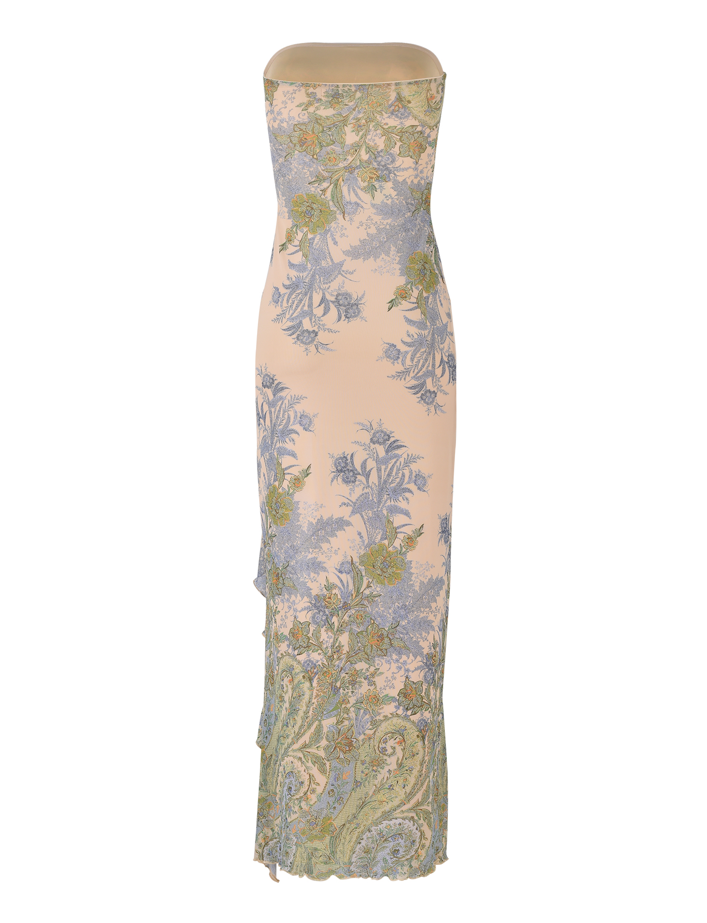 INESIA | ROBE LONGUE BUSTIER À VOLANTS LATÉRAUX