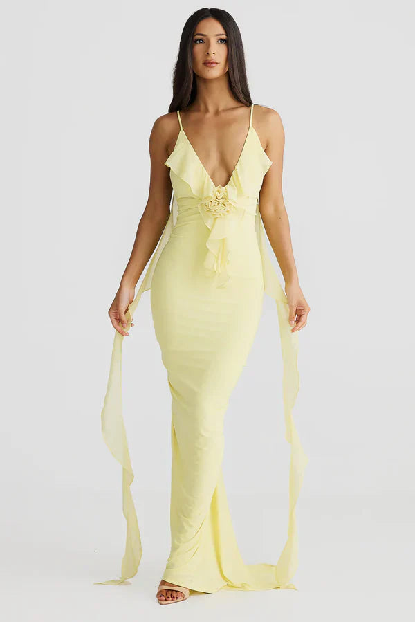 LÉANA | ROBE LONGUE VOLANTS