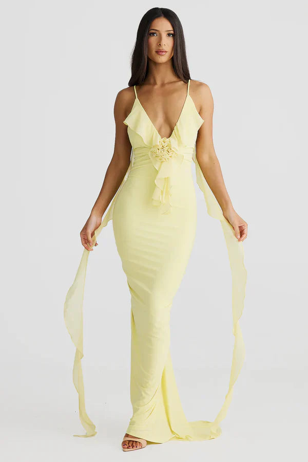 LÉANA | ROBE LONGUE VOLANTS