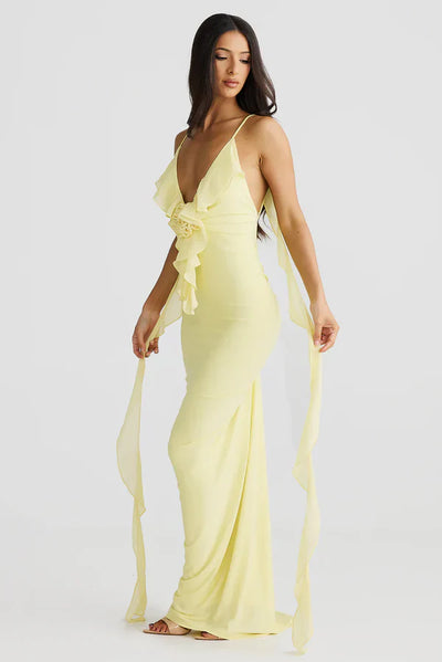 LÉANA | ROBE LONGUE VOLANTS