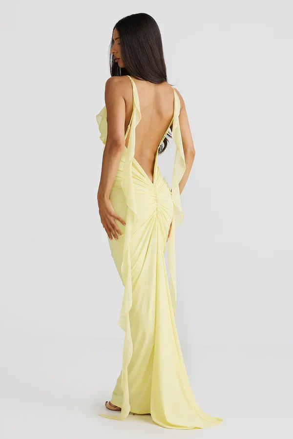 LÉANA | ROBE LONGUE VOLANTS