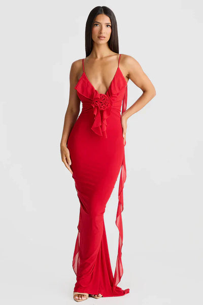 LÉANA | ROBE LONGUE VOLANTS