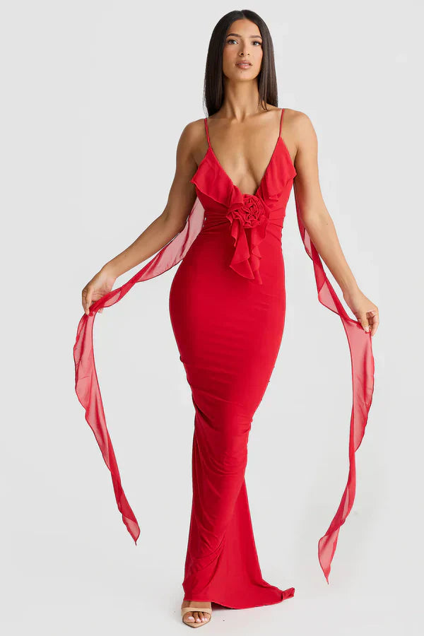 LÉANA | ROBE LONGUE VOLANTS