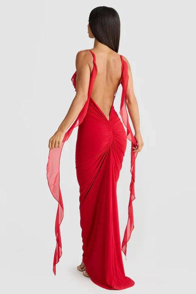 LÉANA | ROBE LONGUE VOLANTS