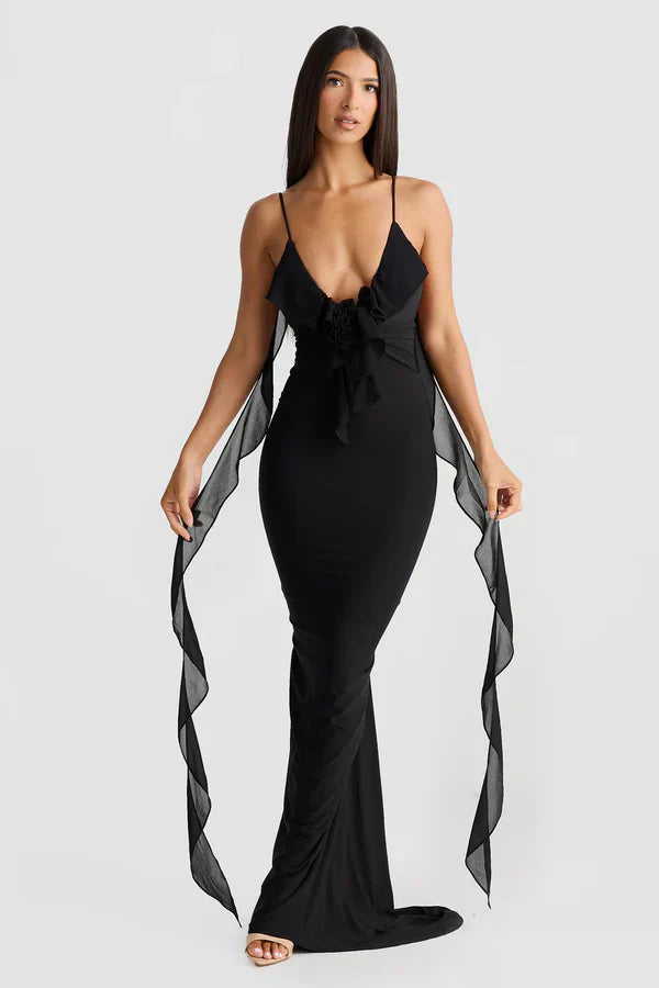 LÉANA | ROBE LONGUE VOLANTS