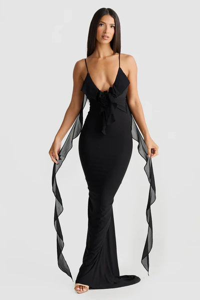 LÉANA | ROBE LONGUE VOLANTS