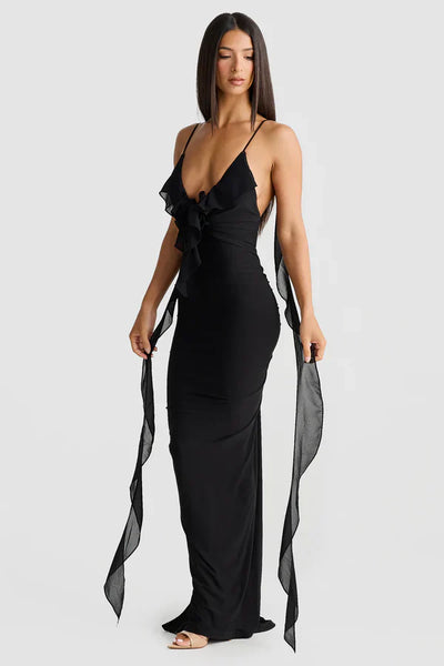 LÉANA | ROBE LONGUE VOLANTS