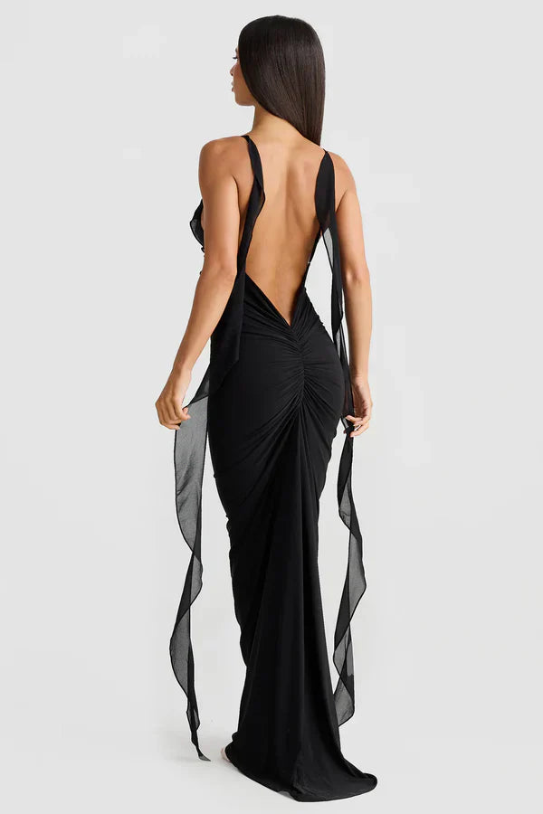 LÉANA | ROBE LONGUE VOLANTS