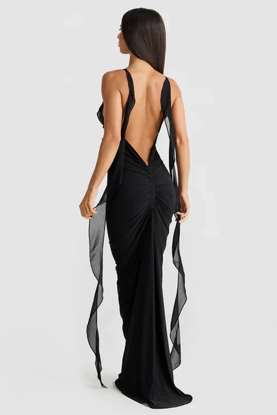 LÉANA | ROBE LONGUE VOLANTS