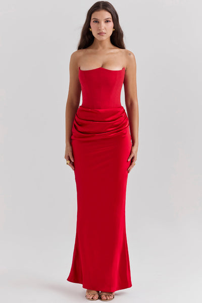 ADÈLE | ROBE LONGUE BUSTIER DRAPÉE