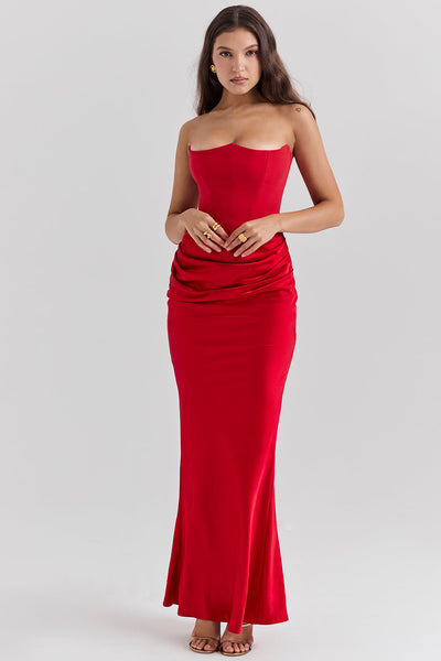 ADÈLE | ROBE LONGUE BUSTIER DRAPÉE