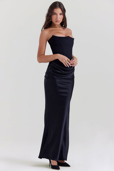 ADÈLE | ROBE LONGUE BUSTIER DRAPÉE