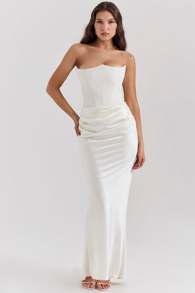 ADÈLE | ROBE LONGUE BUSTIER DRAPÉE